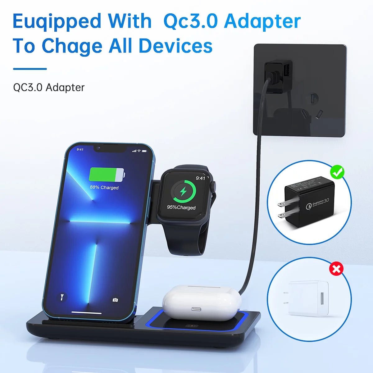 3 in 1 Wireless Charging Station