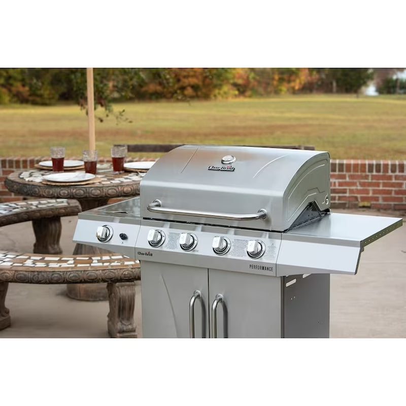  4-Burner Liquid Propane Gas Grill with 1 Side Burner