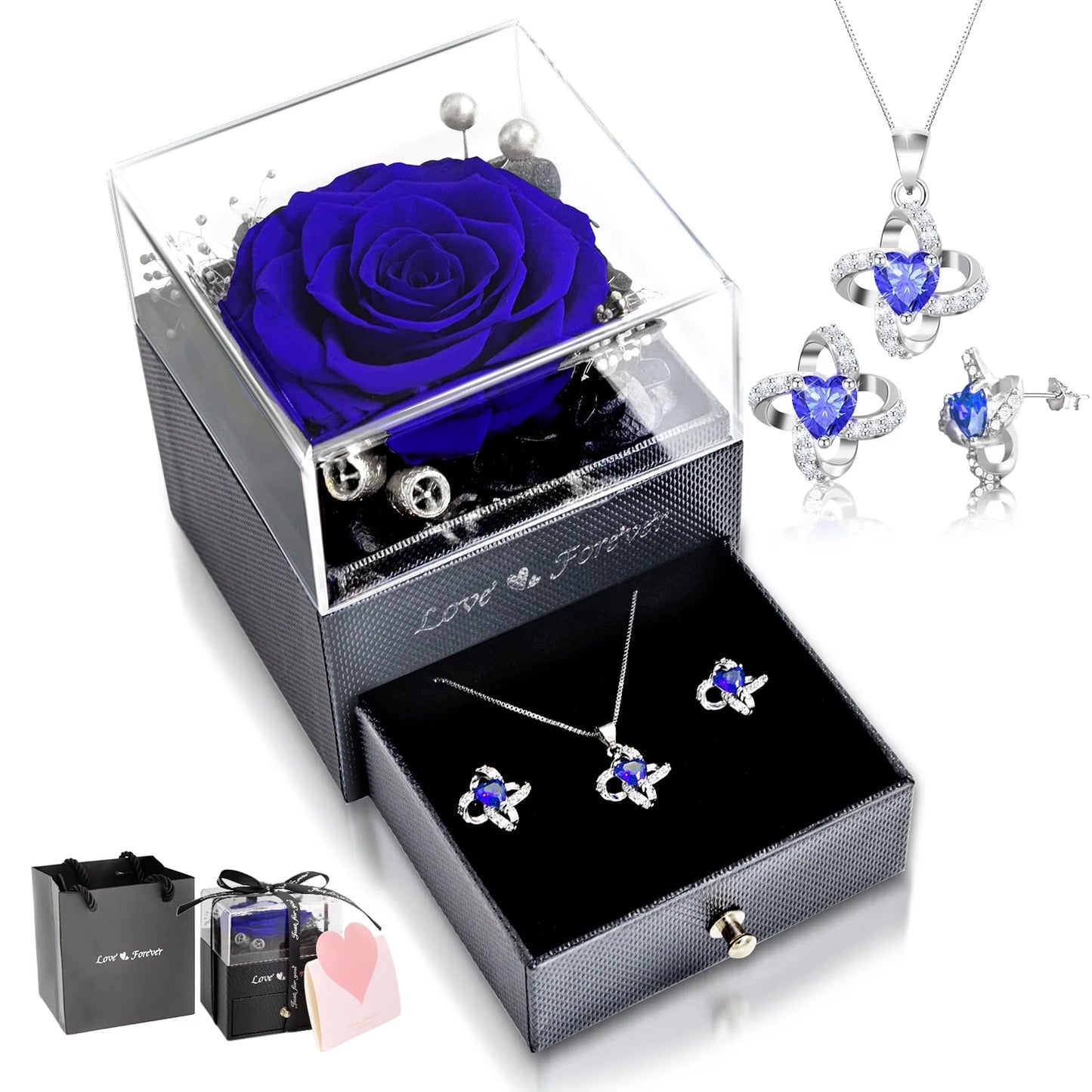 Women's Eternal Rose with Necklace & Earrings Set