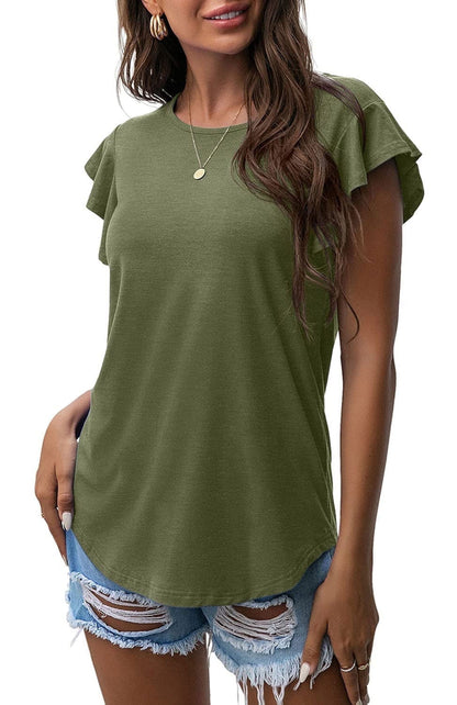 Women's Summer Ruffle Short Sleeve Shirt