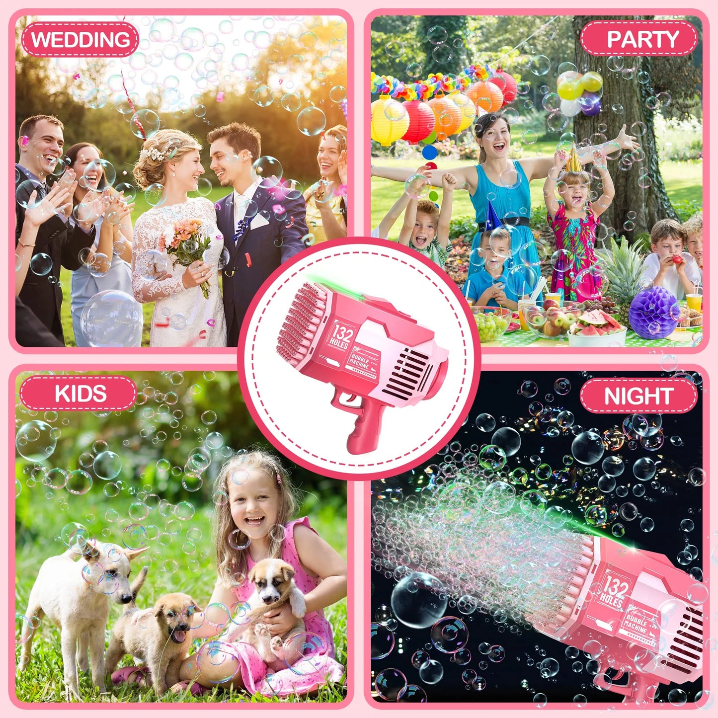 Bubble Machine with Colorful Lights - Pink