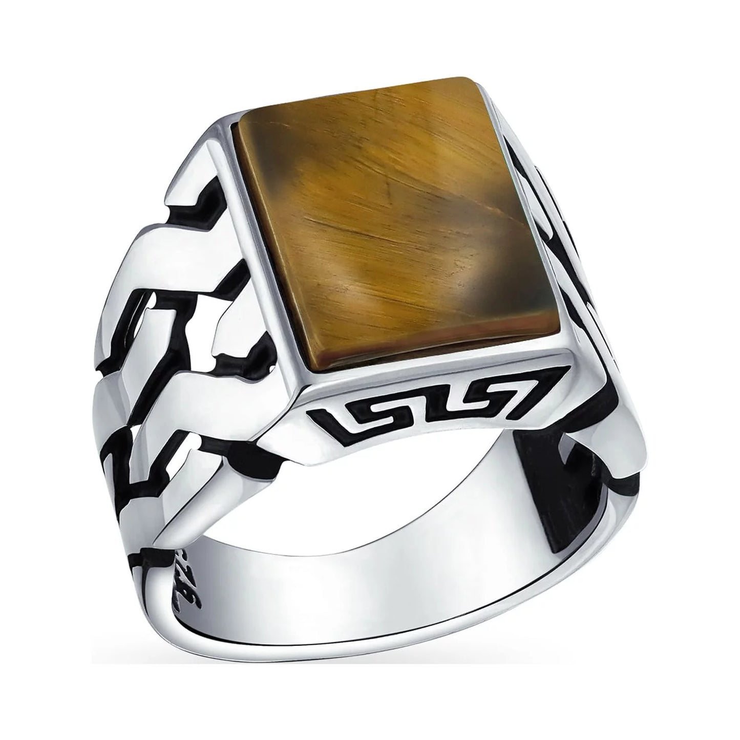 Men's Rectangle Curb Link Ring - Sterling Silver