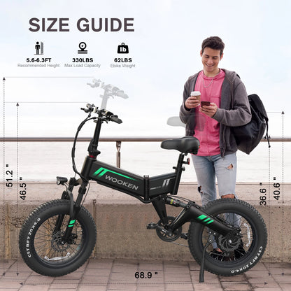 500W Foldable Electric Bicycle with 48V 10Ah Built-In Battery