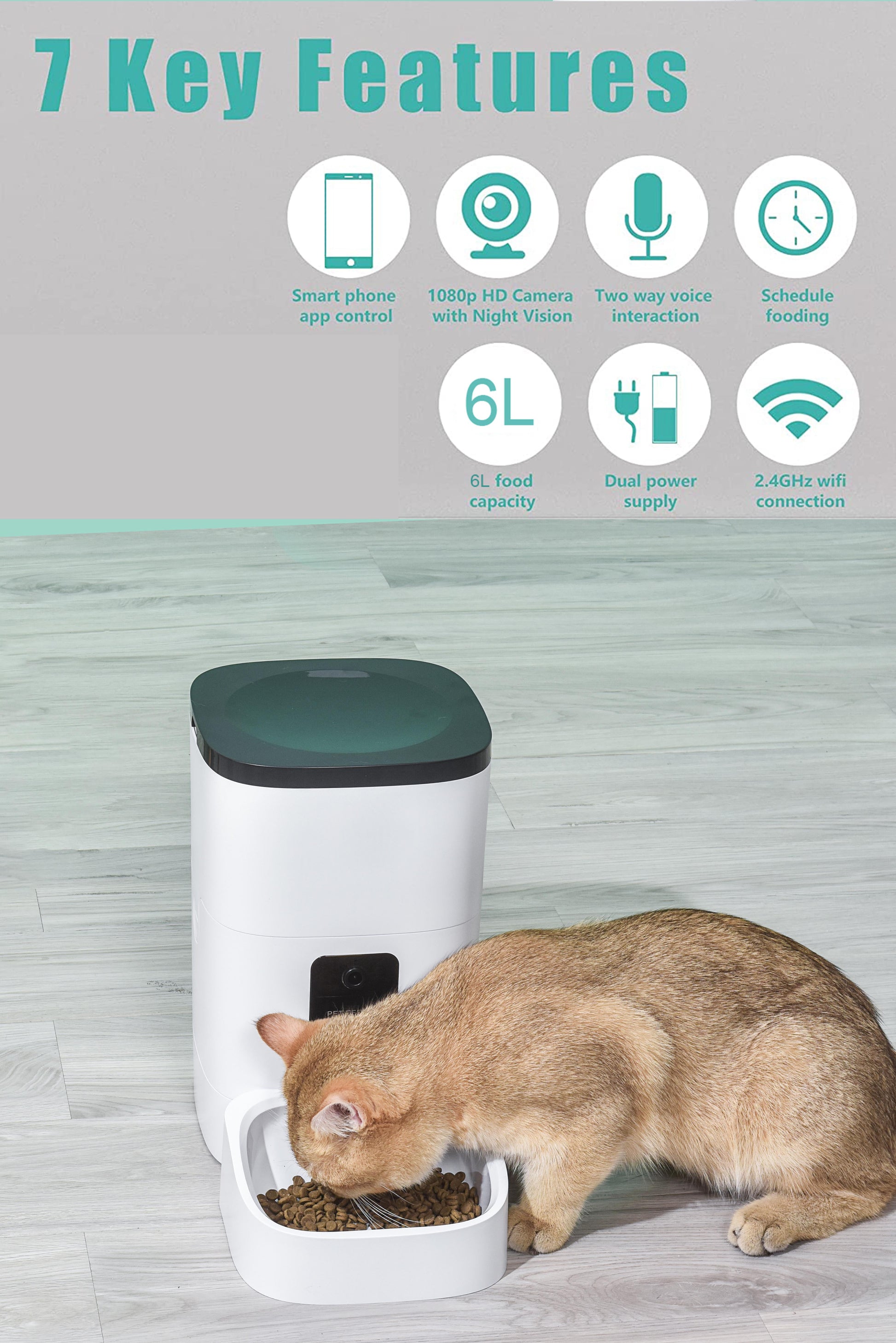 Automatic Pet Feeder with1080P Camera, App Control & Voice Recorder