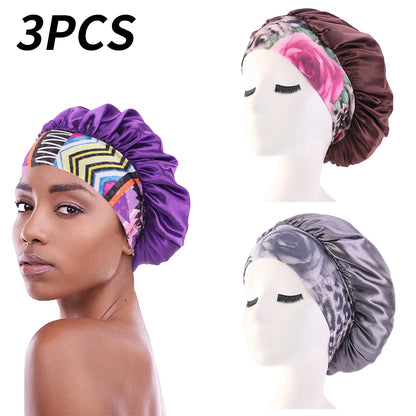 Women's Satin Hair Bonnets - 3 Pcs