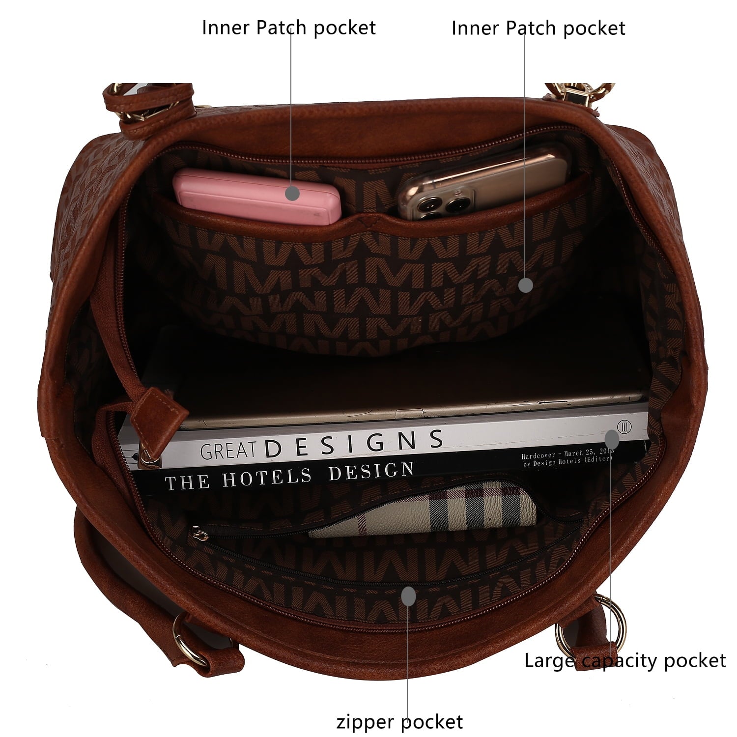 Women's Vegan Leather Tote Bag, Small Tote Handbag, Pouch Purse & Wristlet Wallet Bag - 4 Pcs Set 