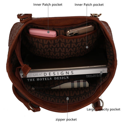 Women's Vegan Leather Tote Bag, Small Tote Handbag, Pouch Purse & Wristlet Wallet Bag - 4 Pcs Set 