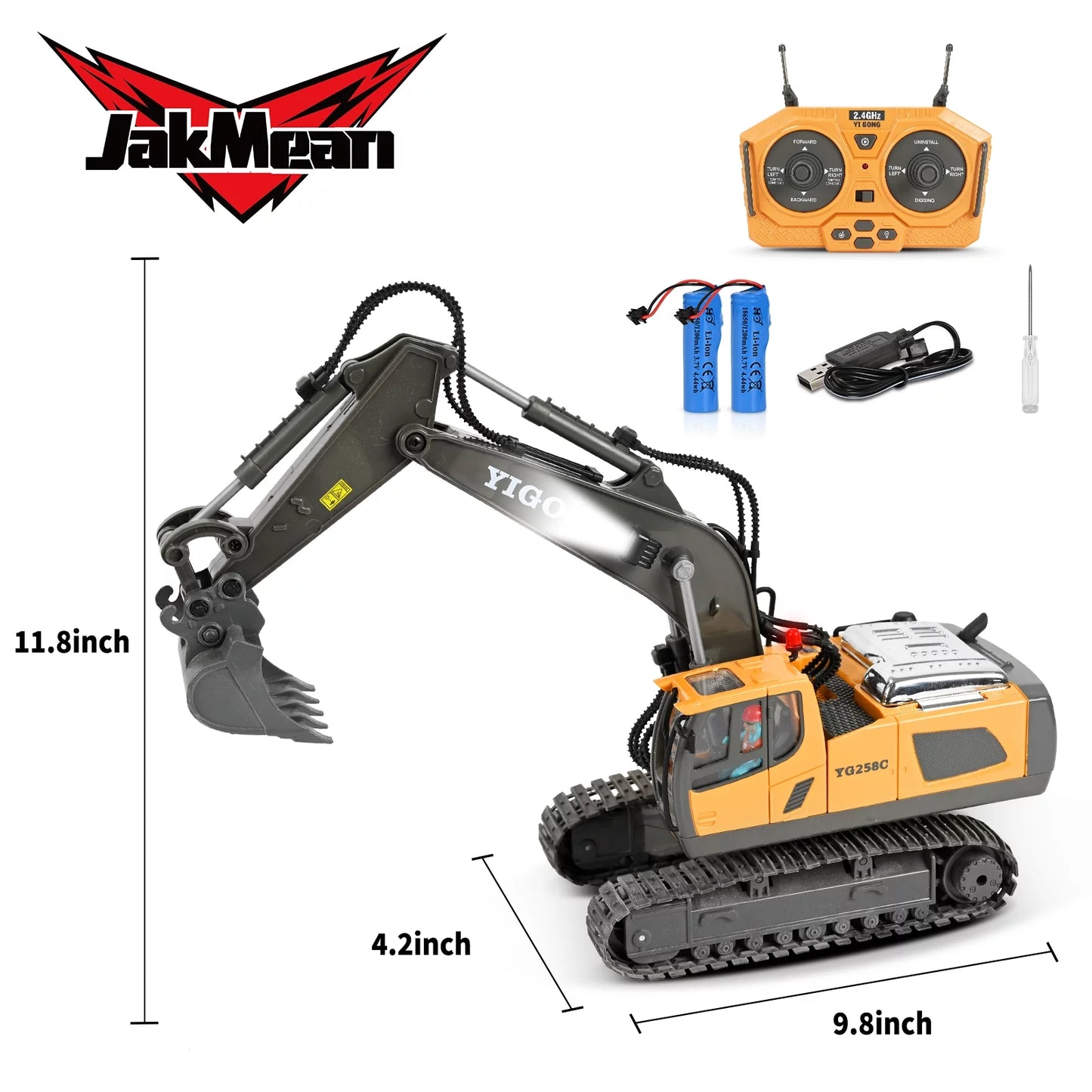 Remote Control Excavator - Kids 3-12 Years Old