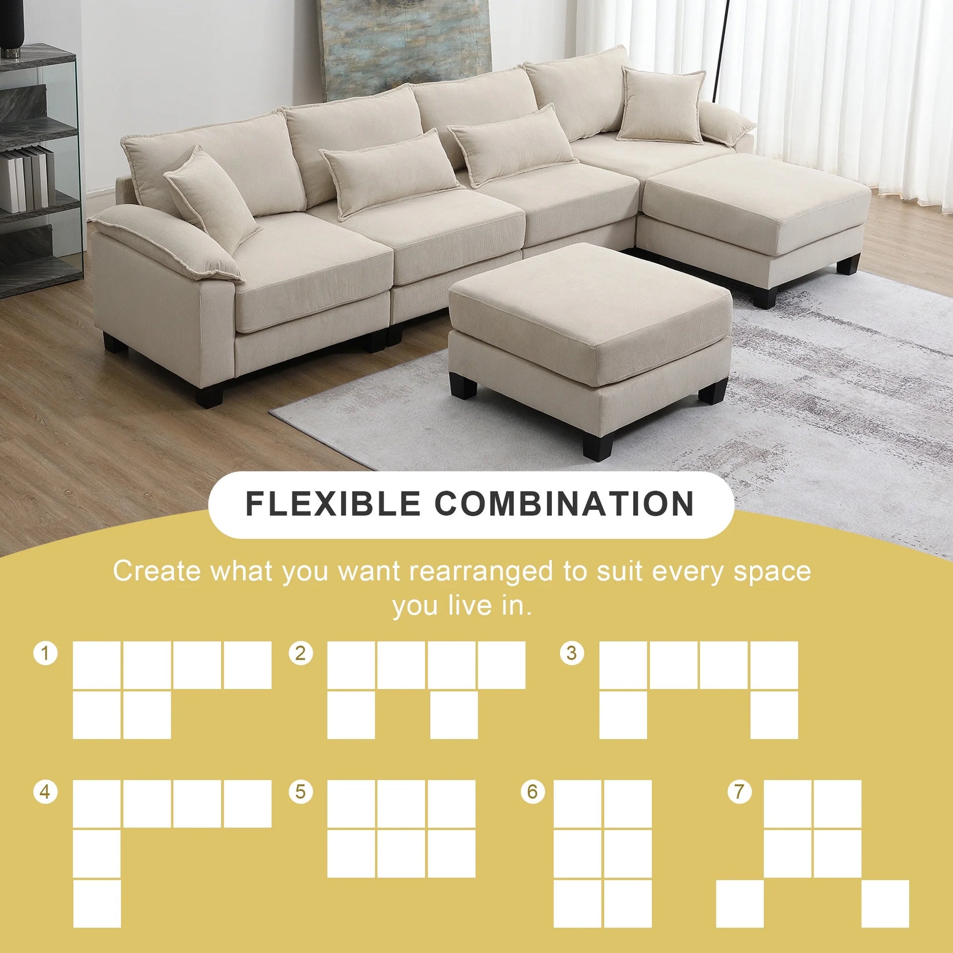 133"  Modular Sectional Sofa 