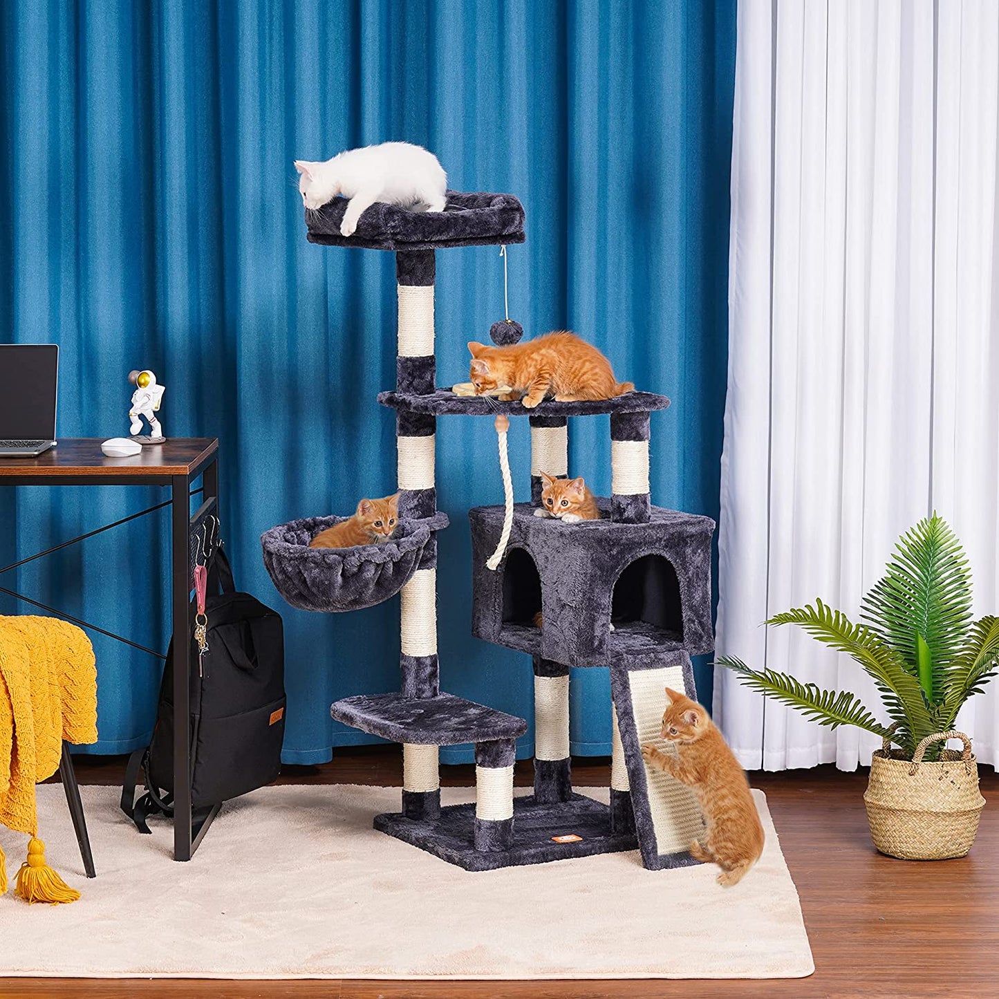 Multi-Level Cat Condo with Feeding Bowl 