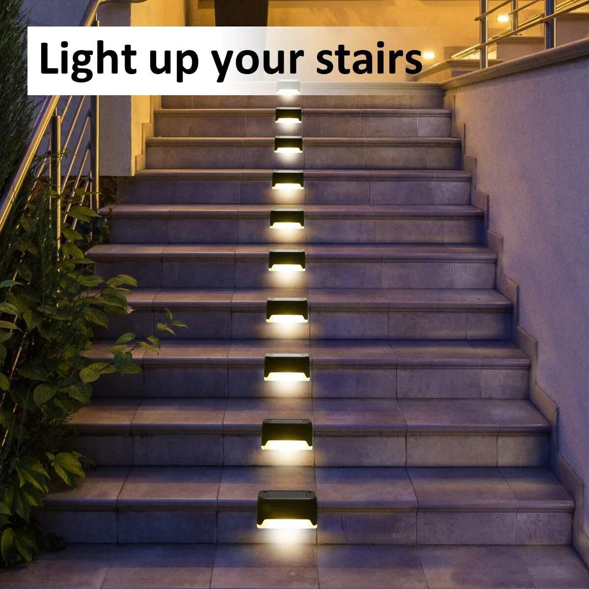 Waterproof LED Solar Power Step Lights - 8 Pack