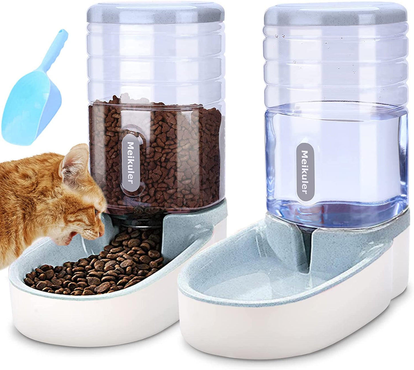 Automatic Pet Food Feeder and Water Dispenser Set