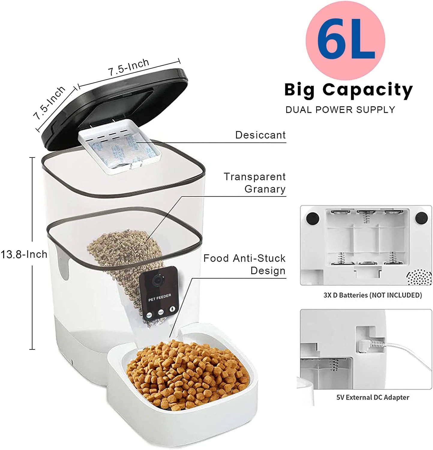 Automatic Pet Feeder with1080P Camera, App Control & Voice Recorder