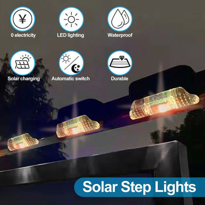 Waterproof LED Solar Power Step Lights - 8 Pack