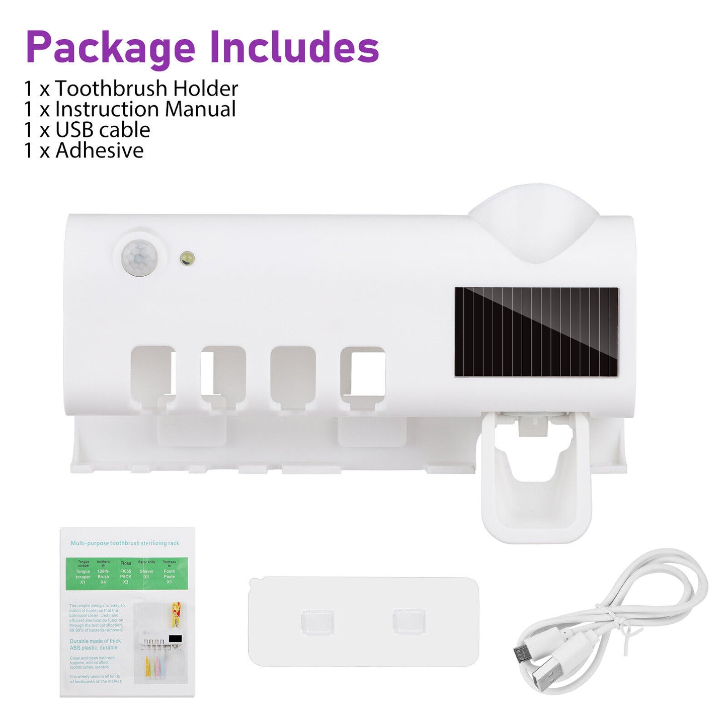 Automatic Toothpaste Dispenser, Toothbrush holder and Cleaner with UV Light Sterilizer