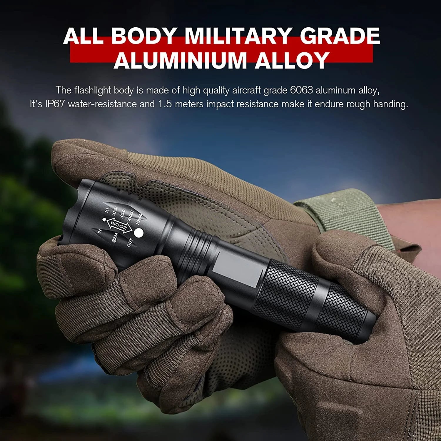 Zoomable LED Tactical Flashlights (Battery Not Included) - 2 Pack