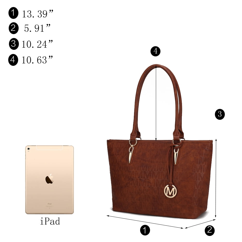 Women's Vegan Leather Tote Bag, Small Tote Handbag, Pouch Purse & Wristlet Wallet Bag - 4 Pcs Set 