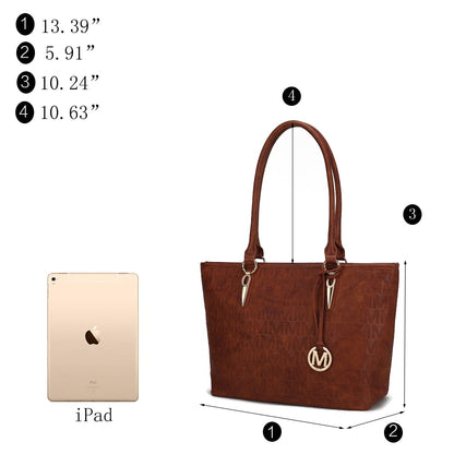 Women's Vegan Leather Tote Bag, Small Tote Handbag, Pouch Purse & Wristlet Wallet Bag - 4 Pcs Set 