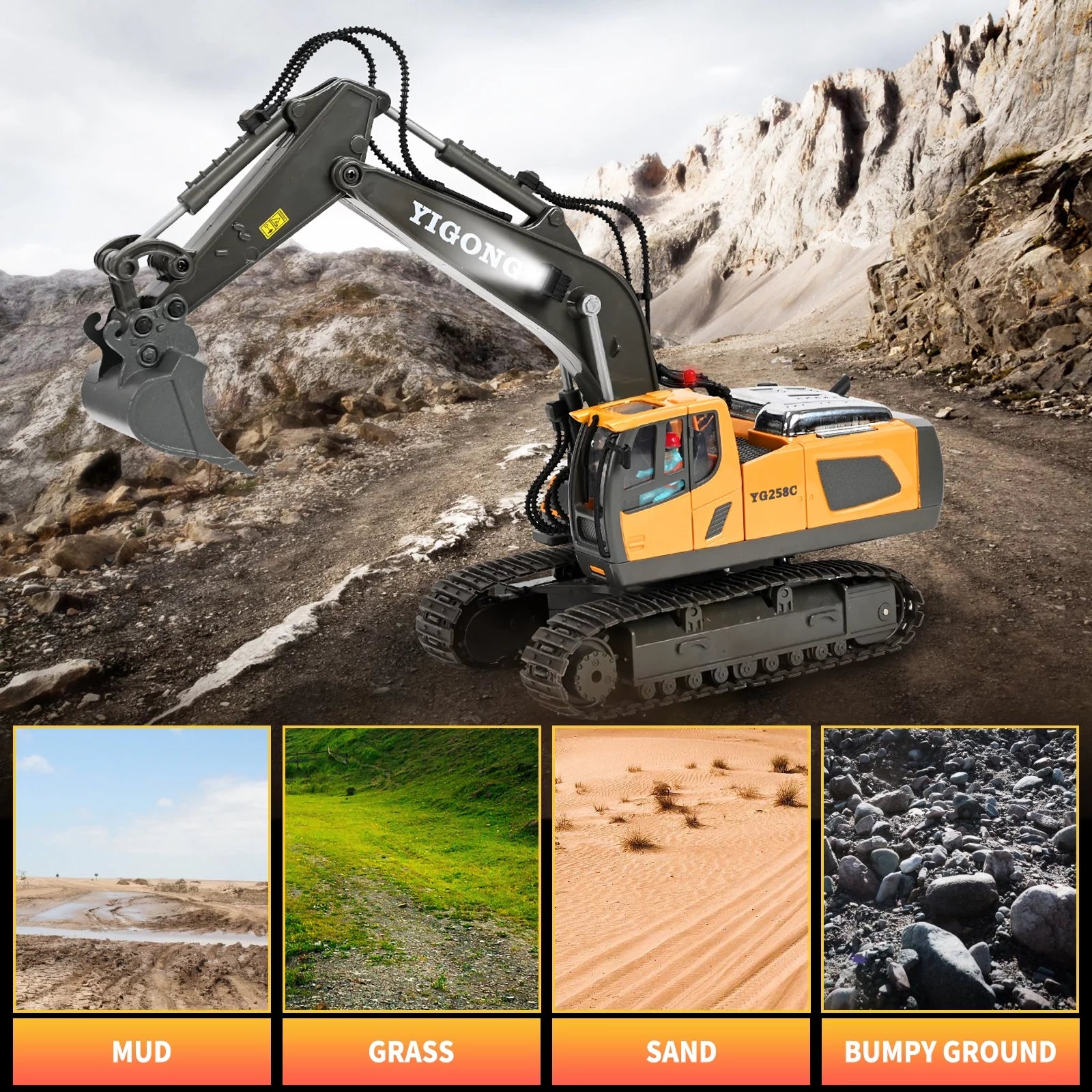 Remote Control Excavator - Kids 3-12 Years Old