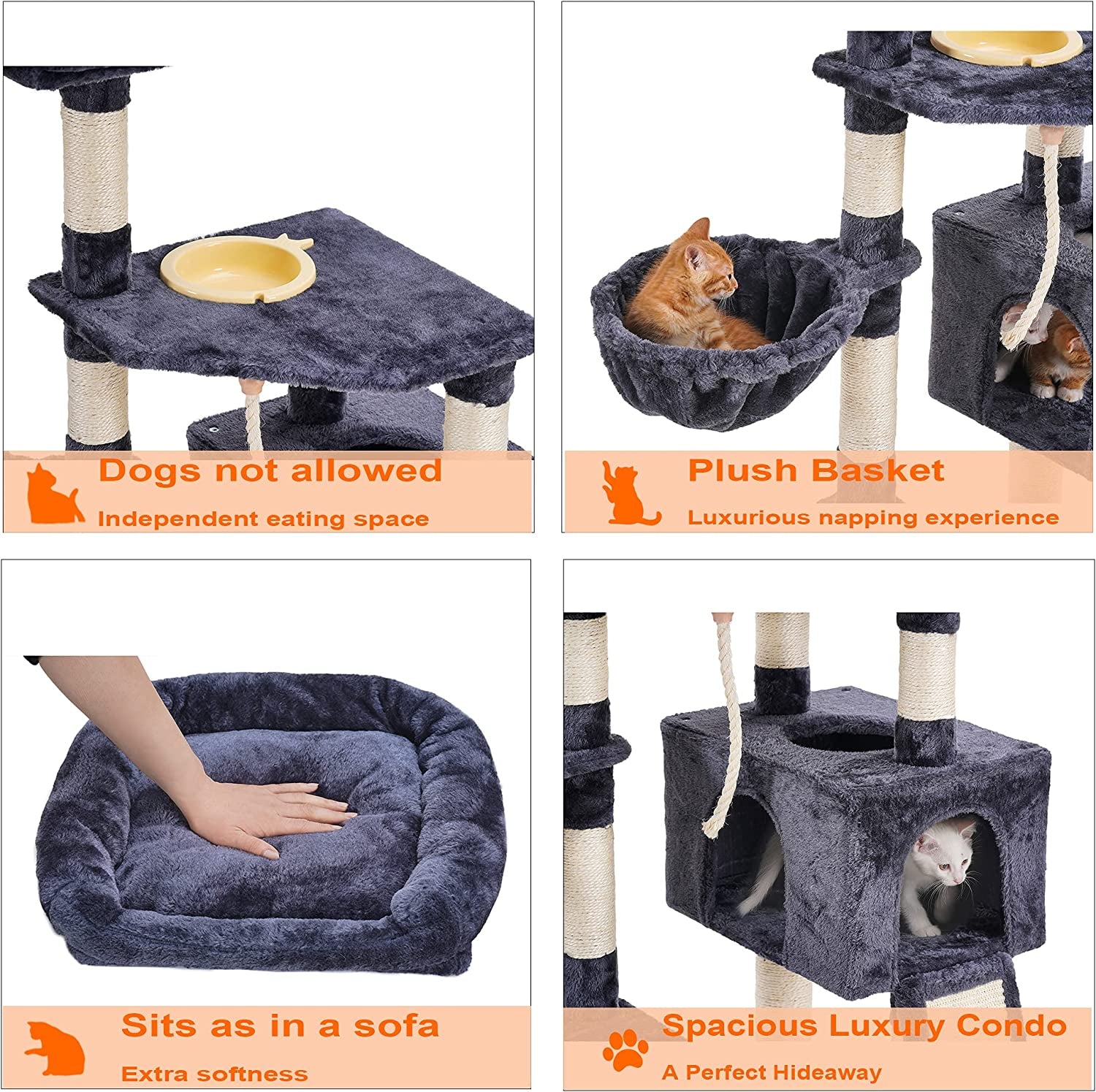 Multi-Level Cat Condo with Feeding Bowl 