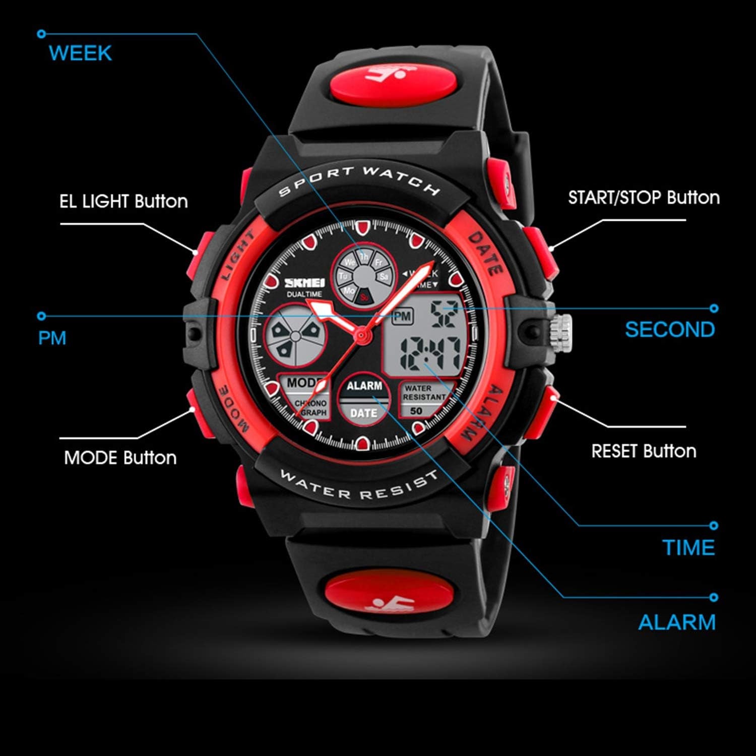 Boy's Digital Waterproof Sports Watch