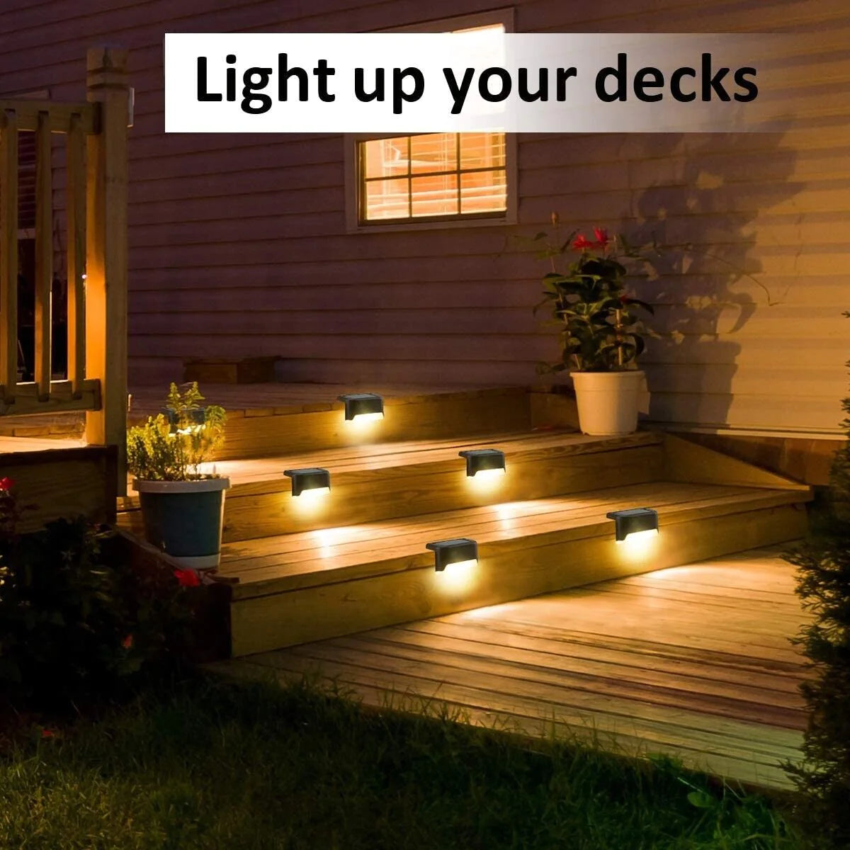 Waterproof LED Solar Power Step Lights - 8 Pack