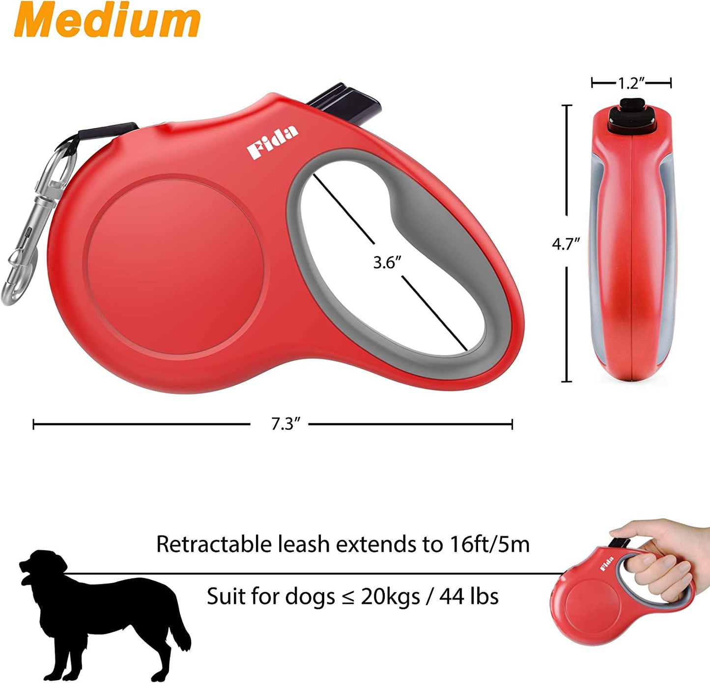 Retractable Dog Leash with Dispenser and Poop Bags