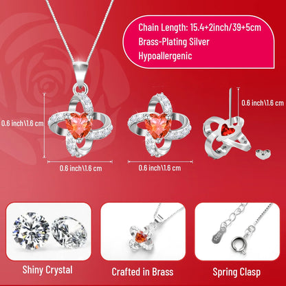 Women's Eternal Rose with Necklace & Earrings Set