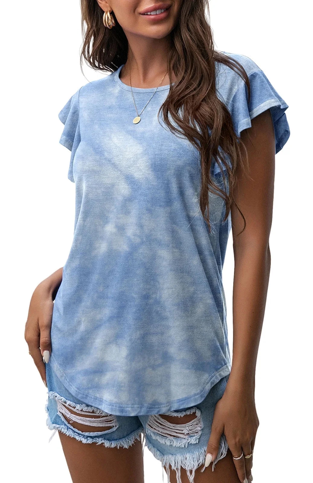Women's Summer Ruffle Short Sleeve Shirt