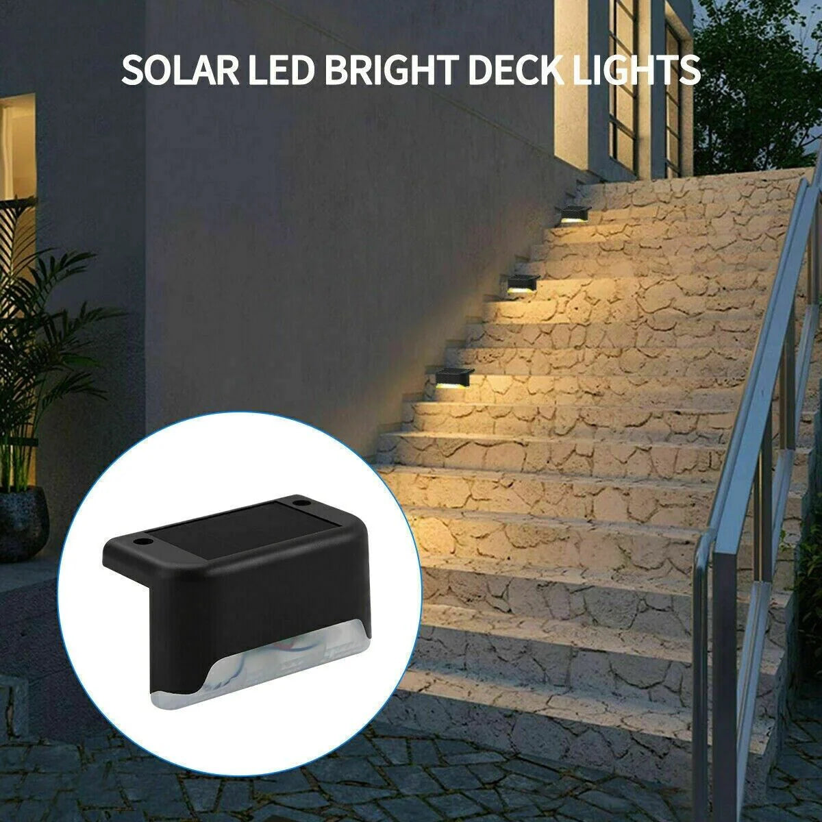 Waterproof LED Solar Power Step Lights - 8 Pack