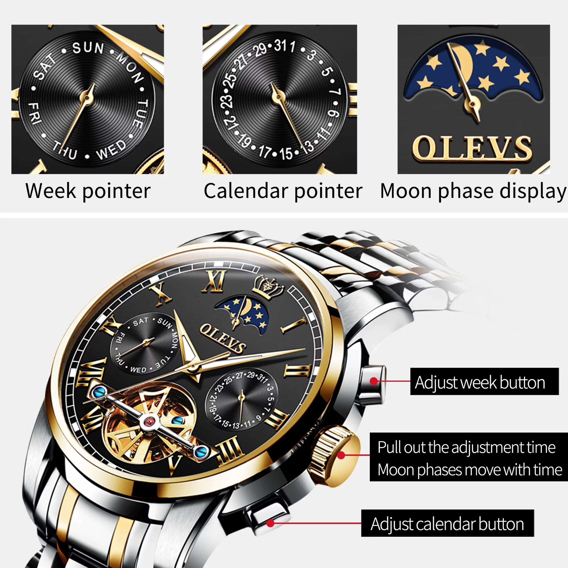 Men's Waterproof Skeleton Mechanical Self Winding Luxury Watch