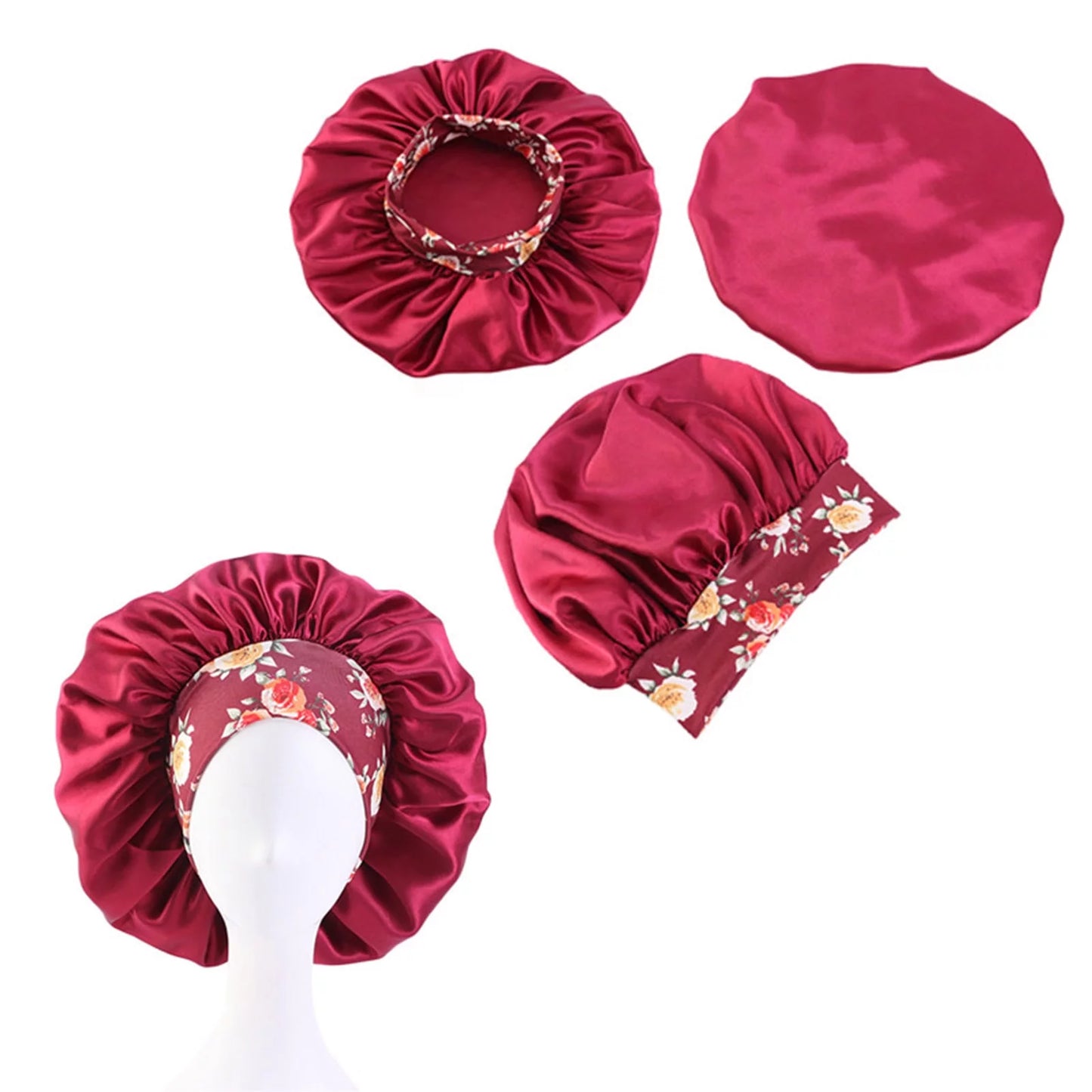 Women's Satin Hair Bonnets - 3 Pcs