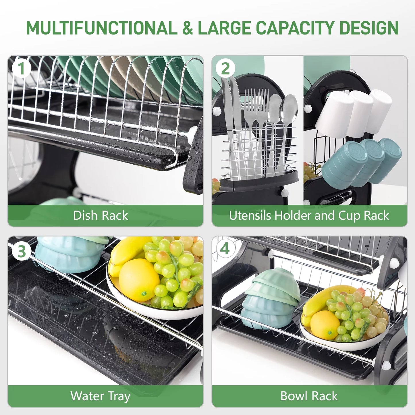 Large 2 Tier Dish Drying Rack 