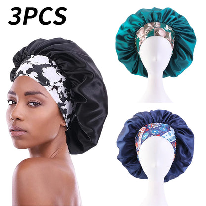 Women's Satin Hair Bonnets - 3 Pcs